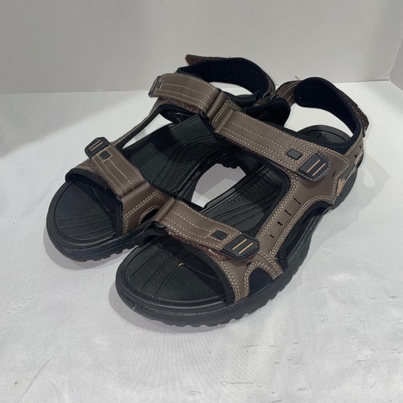 Landshark Other - Landshark Mens Brown Sport Sandals Triple Strap Outdoor‎ Trail Shoes Size 12